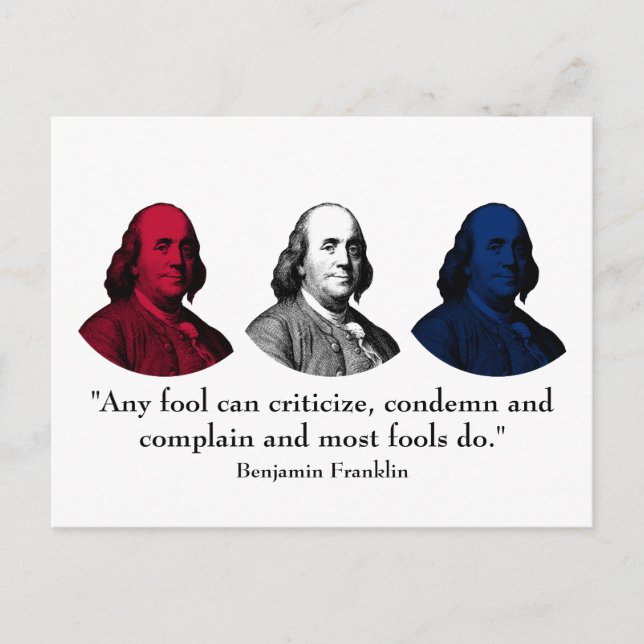 Ben Franklin and Quote -- Red, White, and Blue Postcard (Front)