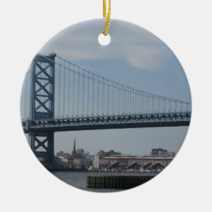 Ben Franklin Bridge Ceramic Tree Decoration