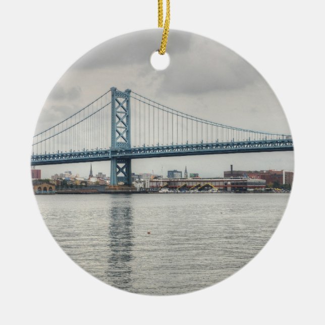 Ben Franklin Bridge Ceramic Tree Decoration (Front)
