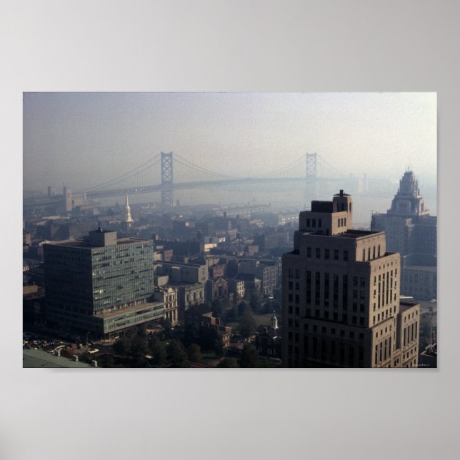 Ben Franklin Bridge Delaware River Suspension 1970 Poster (Front)