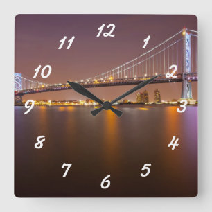 Ben Franklin Bridge Square Wall Clock