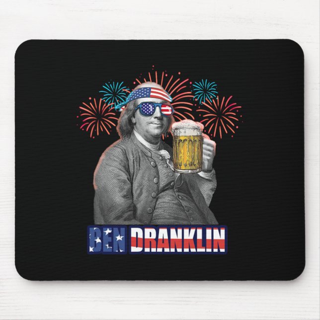 Ben Franklin Celebrating Independence Day. Ben Dra Mouse Mat (Front)