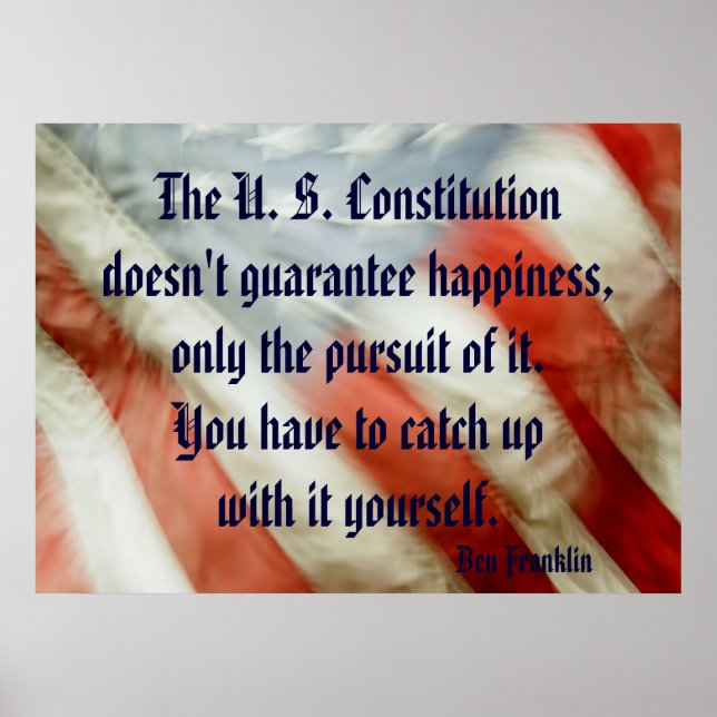 Ben Franklin Happiness Quote Poster (Front)