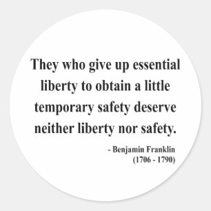 Ben Franklin Quote 1a Classic Round Sticker