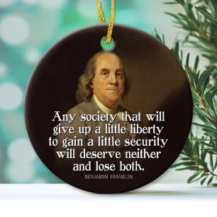 Ben Franklin Quote Ceramic Tree Decoration