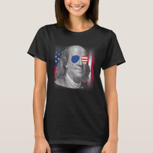 Ben Franklin USA Flag Patriotic American Flag 4th T-Shirt
