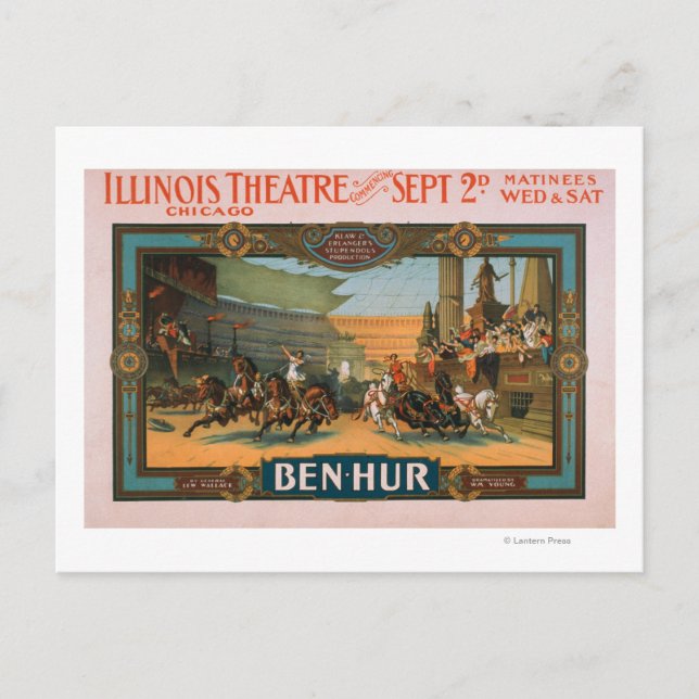 Ben-Hur at Chicago's Illinois Theatre Poster Postcard (Front)