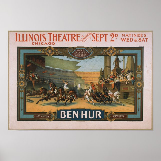 BEN HUR VINTAGE THEATRE POSTER REPRINT (Front)