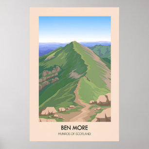 Ben More Munros of Scotland Travel Poster