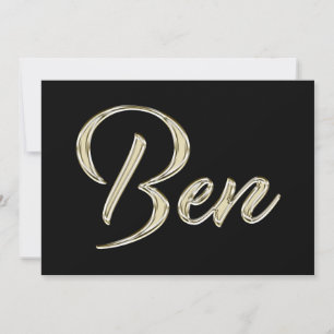 Ben Name white gold Handwriting Card