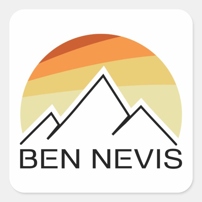 Ben Nevis Retro Square Sticker (Front)