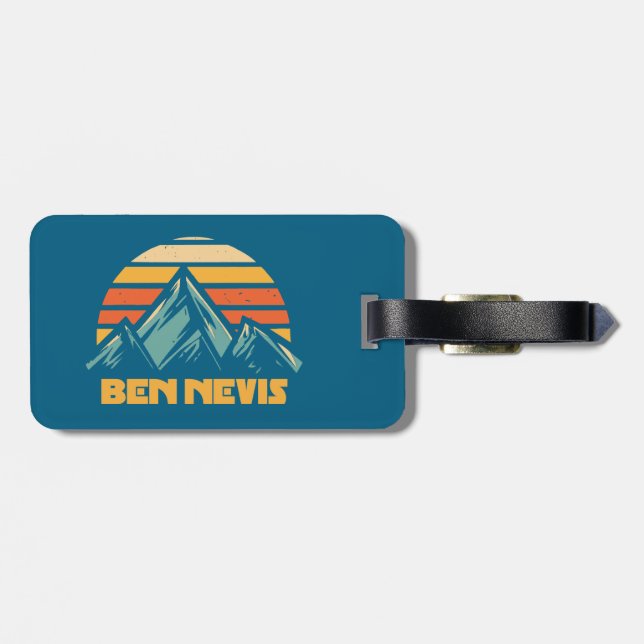 Ben Nevis Retro Turquoise Luggage Tag (Back Horizontal)