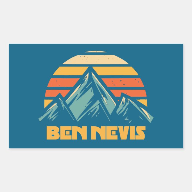 Ben Nevis Retro Turquoise Rectangular Sticker (Front)