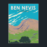 Ben Nevis Scotland Travel Art Vintage Postcard<br><div class="desc">Ben Nevis in a vector art style. Ben Nevis is the highest mountain in Scotland,  the United Kingdom and the British Isles.</div>