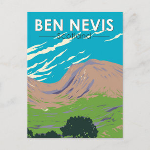 Ben Nevis Scotland Travel Art Vintage Postcard