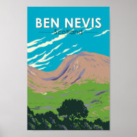 Ben Nevis Scotland Travel Art Vintage