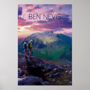 Ben Nevis Scotland Travel Poster Night