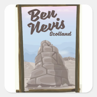 Ben Nevis Scotland travel poster Square Sticker