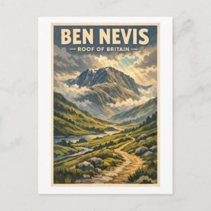 Ben Nevis, United Kingdom, in a classic retro  Postcard