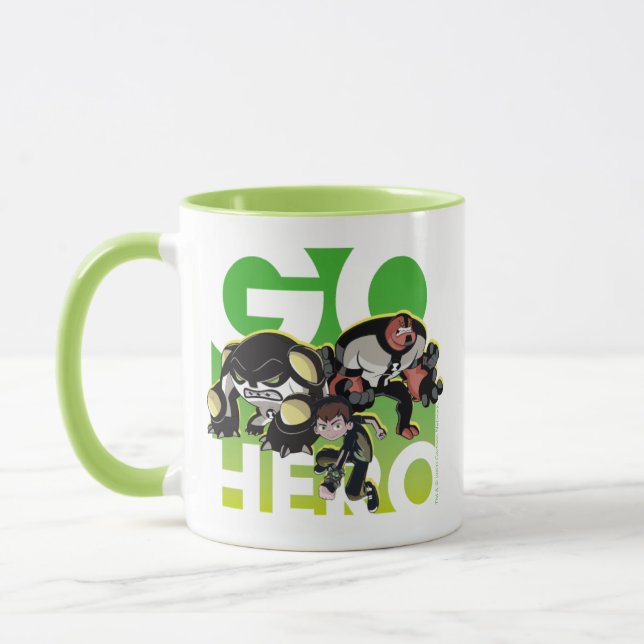 Ben Tennyson, Cannonbolt, and Four Arms - Go Hero Mug (Left)