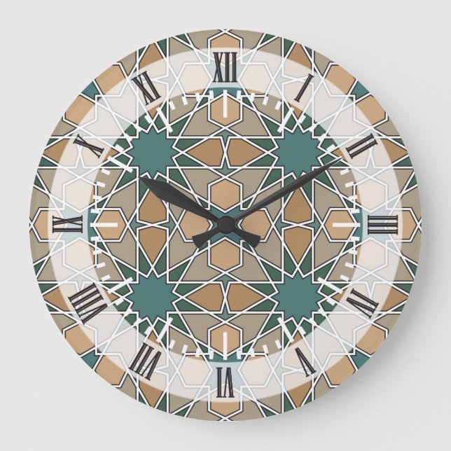 Ben Yusuf Madrasa Geometric Pattern 006 Large Clock (Front)