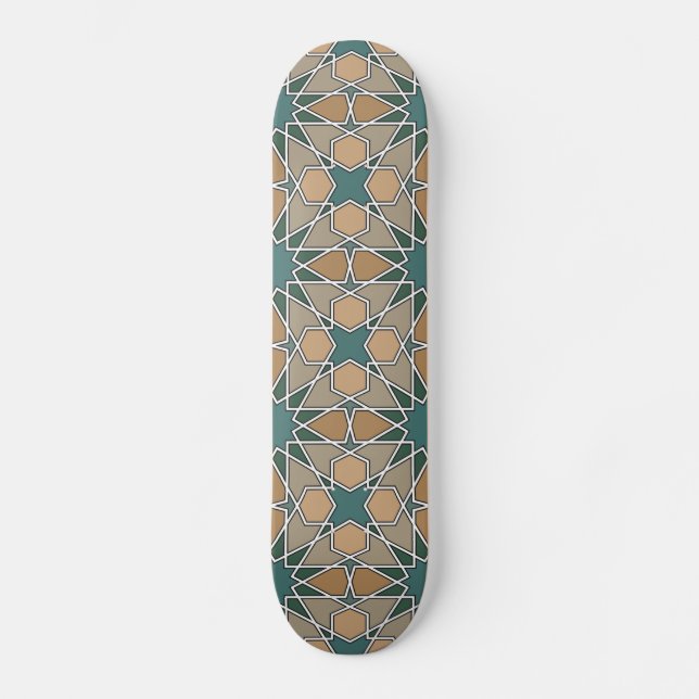Ben Yusuf Madrasa Geometric Pattern 006 Skateboard (Front)