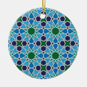 Ben Yusuf Madrasa Geometric Patterrn 10 Ceramic Tree Decoration