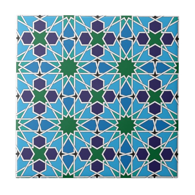 Ben Yusuf Madrasa Geometric Patterrn 10 Tile (Front)