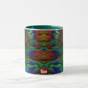 BEN ~ Zany 3D ~ Green Red Blue 3D Mug