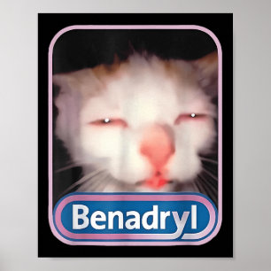 Benadryl Meme Cat Funny Cat Lovers Cat Mum Cat Dad Poster