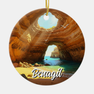 Benagil Caves Algarve Portugal Postcard Ceramic Tree Decoration