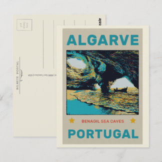 Benagil caves illustration Algarve Portugal Postcard