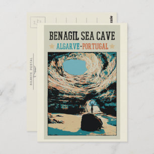 Benagil sea cave illustration Algarve Portugal Postcard