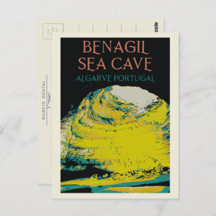 Benagil sea cave illustration Algarve Portugal Postcard