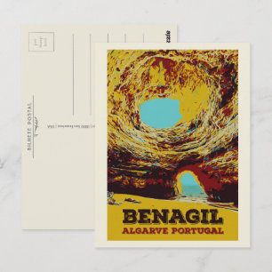 Benagil sea cave illustration Algarve Portugal Postcard