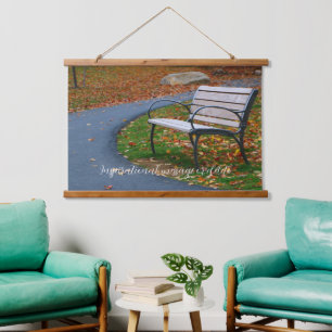 Bench Along A Fall Sidewalk Stroll Hanging Tapestry
