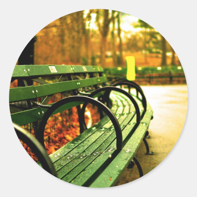 Bench at Central Park, New York City Classic Round Sticker (Front)