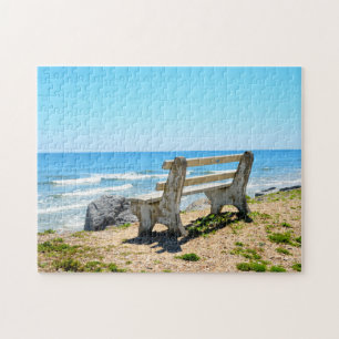 Bench Chair On The Beach Jigsaw Puzzle