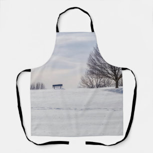 Bench On Snow Covered Hill Apron