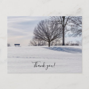 Bench On Snow Covered Hill Thank You Postcard