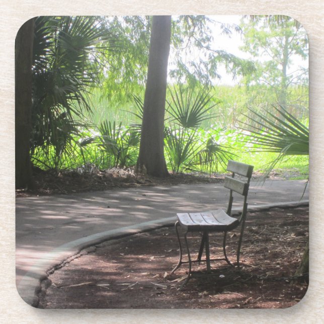 Bench on the Path photo on a coaster. Coaster (Front)