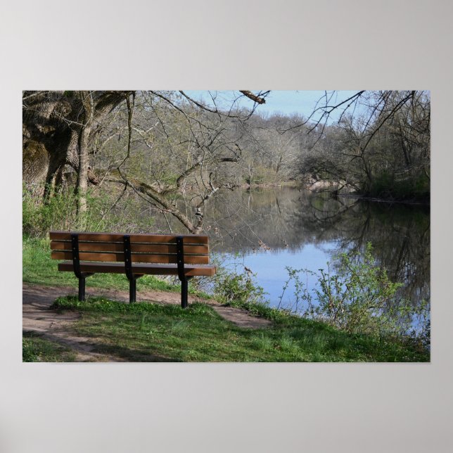 Bench Overlooking Creek Poster (Front)