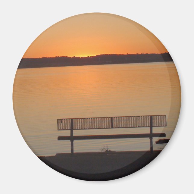 Bench overlooking Peaceful Sunset Magnet (Front)