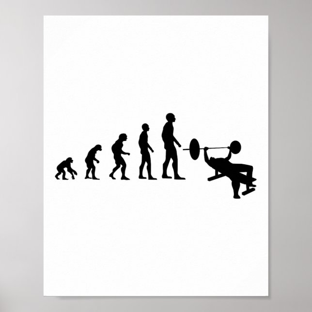 Bench Press Bodybuilding Funny Evolution Strength  Poster (Front)
