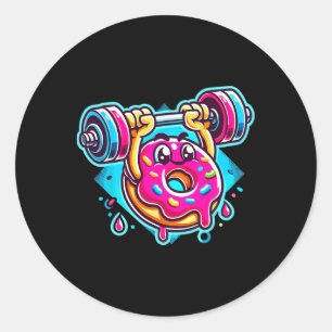 Bench Press Doughnut Weightlifting Bodybuilding Fi Classic Round Sticker