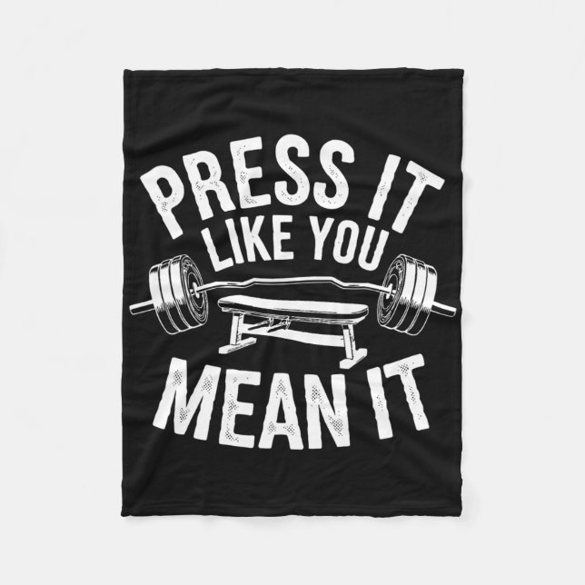 Bench Press Exercise Bodybuilding Fitness Workout  Fleece Blanket (Front)