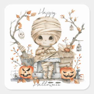 Benchbound Boo – Mummy in the Lantern Grove Square Sticker