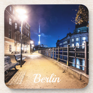 Benches near Spree river in Berlin, Germany Coaster