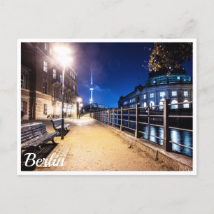 Benches near Spree river in Berlin, Germany Postcard