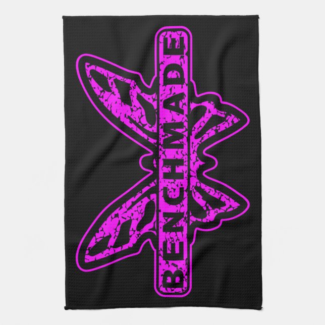 Benchmade Knives Neon Pink Butterfly  Tea Towel (Vertical)